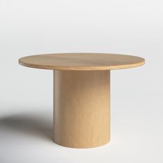 Beautifully shaped with plenty of natural presence, a cylindrical rubberwood veneer and manufactured wood base meet a perfectly rounded top, for a simple-yet-refined takeaway. | Joss & Main Cedric 48" Pedestal Dining Table in Brown | Size 30.0 H x 48.0 W x 48.0 D in Cylinder Pedestal, Round Wood Table, Transitional Coastal, Solid Oak Dining Table, Friends Together, Circular Table, Kitchen Dining Sets, Simple Table, Oval Table Dining