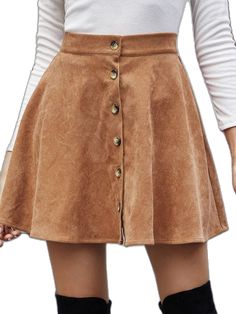 Casual Brown A-line Skirt, Casual A-line Mini Skirt In Solid Color, Casual A-line Mini Skirt For Winter, Trendy Solid Color Mini Skirt For Fall, Trendy Fall Mini Skirt In Solid Color, Casual A-line Skirt For Fall, Casual A-line Mini Skirt For Fall, Fall Mini Length Brown Skirt, Brown Stretch Casual Mini Skirt