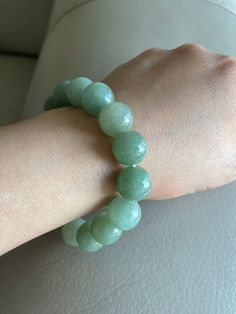 🌈 13.3mm Jadeite Jade Beaded Bracelet, Light Green 🌷 Untreated Natural Jadeite/ Grade A Jade 🌷 Certified : YES 🌷 Jade from Myanmar/ Burma 🌷 Bead size : 13.3mm 🌷 Number of bead : 16 🌷 Color :  Light Green 🌷 Free shipping from Hong Kong by with tracking number provided 🌷 Take approximately 7-21 days to arrive worldwide Jade Beads For Jewelry Making, 8mm, 8mm Jade Beads For Jewelry Making, Jade 8mm Beads For Jewelry Making, Hand-strung Aventurine Bracelet Jewelry, Hand-strung Aventurine Bracelet, Round Jade Crystal Bracelet With Gemstone, Jade Gemstone Crystal Bracelet, Round Aventurine Beaded Bracelets Gift, Green Crystal Bracelet With Round Beads