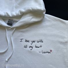 "Custom Embroidered Handwriting Crewneck, Personalized Sweatshirt Anniversary Gift, Mother's Day Gift, Gift for Mom, Gift For Papa Handwriting, embroidered crewneck, Embroidered, Your Handwriting, handwriting gift, custom embroidery, sentimental gift, handwriting shirt, special occasion, gift for mom, gift for dad, custom mom gift, custom dad gift ❗️Place your ORDER NOW with Exclusive Discount this Week!  -------------------------------------------- ❗️PRODUCT DETAILS How to Customize: - Choose your preferred shirt style, size, and color. - Add it to your cart. - Submit your desired photo via message. - Enjoy the flexibility of selecting embroidery thread color or icon. In case of specific preferences not listed, simply inform us via message.  Material Composition: - Made from 50% Cotton an Fabric Gifts For Boyfriend, Customized Gifts For Boyfriend Clothing, Perfect Gifts For Boyfriend Zazzle, Trendy Anniversary Gifts, Couples 6 Months Gifts, Embroidered Blanket For Boyfriend, Men Anniversary Gifts Boyfriends, Special Gifts For Fiance, Fun Gifts For Boyfriend Uncommon Goods