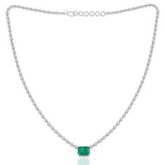 Zambian Emerald Pendant H/SI Diamond 14k White Solid Gold Necklace Gift 4.96 Tcw Classic Diamond Cut Emerald Necklace For Formal Occasions, Classic Emerald Necklace With Diamond Cut For Formal Occasions, Classic Diamond-cut Emerald Necklace For Formal Occasions, Classic White Gold Emerald Necklace, Classic Formal Emerald Necklace With Hallmark, Classic Formal Emerald Necklace Hallmarked, Classic Formal Hallmarked Emerald Necklace, Classic Formal Emerald Necklace, Classic Emerald Necklace With Diamond Accents For Formal Occasions