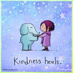 Kindness heals. Buddha Cartoon, Buddah Doodles, Buddha Doodle, Buddha Thoughts, Recovery Inspiration, Little Buddha, Tiny Buddha, Heal The World, Different Feelings