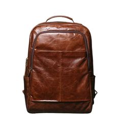 This Vintage backpack is made of genuine Cow leather. Cow leather is characterized by its soft feeling and color effect. Your bag will look like new for a lifetime! It is easy to treat the leather with a soft cloth. Effectively protects the contents of the bag, safe and secure. Furthermore, this leather backpack has a convenient pocket for your smartphone. Your browser does not support our video. Classic Leather Backpack is designed to fulfill all your business needs Whether it is work or travel Large Capacity Leather Business Backpack, Leather Backpack With Large Capacity, Casual Business Backpack In Soft Leather, Casual Soft Leather Backpack For Business, Casual Leather Backpack For Business, Leather Backpack With Zipper For Trip, Leather Backpack With Zipper Closure For Trips, Leather Softback Backpack With Zipper Closure, Leather Softback Bag