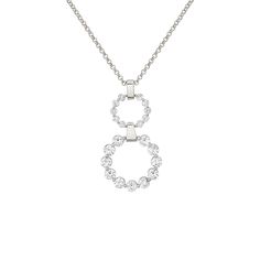 MICHAEL M Necklaces 14K White Gold Two Ring Cloud Drop Pendant P386-S Belcher Chain, Collection Design, Gold Bar, The Cloud, Drop Pendant, Round Cut Diamond, White Gold Diamonds, Bridal Jewelry, Round Diamonds