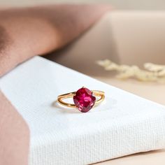 Adorn yourself in timeless elegance with our genuine Ruby gold Ring with matching ruby pendant necklace and Earrings. Each piece features a faceted ruby stone exuding a rich, deep hue, set in lustrous gold for a luxurious touch. Elevate any ensemble with this exquisite set, perfect for adding a pop of colour and sophistication to your look. ✡ ✡ ✡ RING SIZES AVAILABLE ✡ ✡ ✡ Currently in 3 sizes but more may be available soon.  ✡ ✡ ✡ MEASUREMENTS ✡ ✡ ✡ Centre stone measures  8.5x9.5mm.  Total weig Classic Birthstone Jewelry For Valentine's Day, Heart Cut Ruby Jewelry In Yellow Gold, Gift Jewelry With Lab-created Ruby In Prong Setting, Yellow Gold Heart Cut Ruby Jewelry, Yellow Gold Jewelry With Lab-created Ruby In Prong Setting, Elegant Faceted Ruby Ring For Formal Occasions, Formal Ruby Jewelry With Faceted Details, Fine Jewelry With Lab-created Ruby For Gift, Elegant Faceted Ruby Ring In Yellow Gold