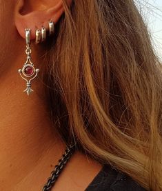 Stud Piercing, Ring Stacks, Garnet Birthstone, High End Jewelry, Earrings Handmade Dangle, Medieval Jewelry, Ear Ring, Dope Jewelry, Birthstone Earrings