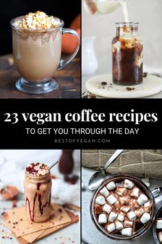 three vegan coffee recipes to get you through the day, including hot chocolate and marshmallows