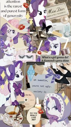 a collage of pictures with different types of ponys and other things in them