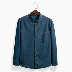 Material: Cotton • Sleeve Length (Cm): Full • Style: Casual • Item Type: Shirts • Collar: Turn-Down Collar • Shirts Type: Casual Shirts • Fabric Type: Broadcloth • Sleeve Style: Regular • Error: 2.5 CM • Fabric: 100% Cotton Slim Fit Denim Blue Casual Shirt, Casual Slim Fit Denim Blue Shirt, Denim Blue Slim Fit Casual Shirt, Slim Fit Collared Denim Shirt, Slim Fit Denim Collared Shirt, Medium Wash Slim Fit Shirt For Spring, Spring Slim Fit Medium Wash Shirt, Casual Washed Blue Slim Fit Shirt, Casual Slim Fit Washed Blue Shirt