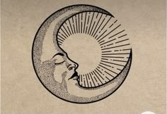 a drawing of a man's face in the moon