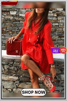 Solid Color Long Sleeve Mini Ruffled Dress Casual Long Sleeve Ruffle Dress, Casual Long Sleeve Dress With Ruffles, Elegant V-neck Ruffle Dress For Fall, Trendy Solid Dresses With Ruffles, Trendy Solid Dress With Ruffles, Trendy Solid Color Dresses With Ruffles, Casual Knee-length Ruffle Dress For Parties, Summer Party Ruffle Dress With Long Sleeves, Summer Long Sleeve Mini Dress With Ruffles