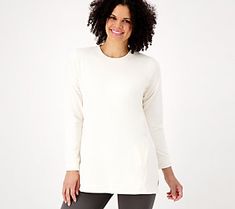 Whether you're out on a morning run or just running errands, this workout-ready long-sleeve tunic is a capable choice. It features side pockets that are perfect for an MP3 player or any other small essentials. From Denim & Co.(R) Fashions. Morning Run, Morning Running, Tunic Length, Long Sleeve Tunic, Mp3 Player, Fashion Styles, Running Errands, High Neck Dress, Top Blouse