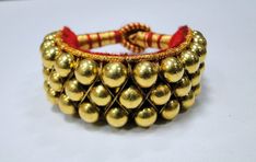 Ethnic Vintage 22K Gold Beads Bracelet. Gross weight-28 grams,Net gold weight approx-14 grams, width-1 inch, Length-7.5 inches(we can adjust length), 22k Gold Temple Jewelry Bracelets For Festivals, Handmade Yellow Gold Bracelets For Festive Occasions, Traditional Heavy 22k Gold Bracelets, Traditional 22k Gold Bracelet, Festive Yellow Gold Bracelets For Festivals, Traditional 22k Gold Bracelet For Festive Season, Spiritual Gold Bracelets For Festivals, Traditional 22k Gold Festive Bracelet, Festive Spiritual Bracelets With Latkans