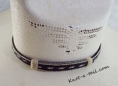 this horsehair hat band is a Bolder hat band done in black and white horsehair. 100% all natural horsehair. Everything you have been looking for in a Horsehair hat band. Distinctive look, uncompromising quality, and a unique design. * This is a 5 strand horsehair hat and that is about 5/8 inches wide.. You will find it easy to adjust to fit most any size hat with the two sliding knots. Brings out your spirit in an exclusive design that is vibrant as your western lifestyle. MEASUREMENTS * Longest White Adjustable Hat With Flat Crown, White Adjustable Flat Crown Hat, White Brimmed Hat Bands For Rodeo, White Country Hat With Flat Crown, White Flat Crown Country Hat, White Flat Crown Hat For Country Events, White Southwestern Hat For Country Events, White Flat Crown Hat For Western-themed Events, Elegant White Hat Band For Western-themed Events