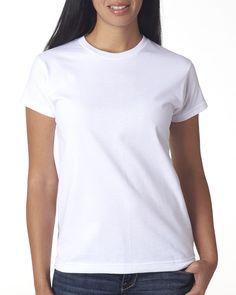 Ladies' 6.1 oz., 100% Cotton T-Shirt - WHITE - S | Bayside Women's 6.1 oz. Cotton T-Shirt in White Size Small Twill Shirt, Ladies Short, How To Make Shorts, Soft Shell Jacket, Pullover Jacket, Sleeves (women), Poplin Shirt, Henley Shirts, Plain White