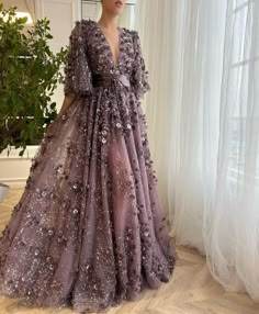 Mauve Posh Gown | Teuta Matoshi Flower Floor, Teuta Matoshi, Princess Wedding Dress, Evening Dress Fashion, Princess Wedding Dresses, Princess Wedding, Short Wedding Dress, Mermaid Dresses, Purple Dress