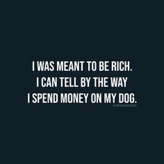 i was meant to be rich i can tell by the way i spend money on my dog