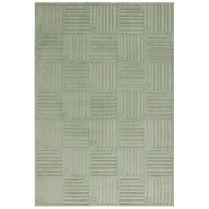 a green rug with squares and lines on the bottom, in front of a white background