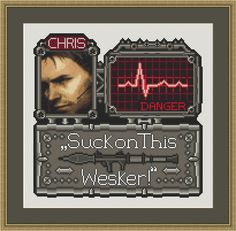 Resident Evil Cross Stitch Pattern, Chris Redfield Cross Stitch, Game Cross Stitch, Anime Cross Stitch, Horror Cross Stitch, Counted, PDF Chris Redfield, Resident Evil, Cross Stitch Pattern