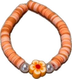 Orange Flower-shaped Jewelry For Beach, Orange Flower-shaped Beach Jewelry, Orange Flower Jewelry For Beach, Orange Flower Bracelet For Gift, Handmade Adjustable Peach Bracelets, Orange Flower-shaped Beaded Bracelets For Gifts, Flower-shaped Orange Beaded Bracelets For Gifts, Adjustable Orange Flower-shaped Beaded Bracelets, Handmade Peach Bracelets With Round Beads