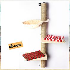 BIG NOSE- Wall Mounted Cat Scratching Post Multi Level Cat Shelves with Solid Wood Steps and Sunny Seat Hammock Seat Hammock, Travel Bus, Cat Ladder, Cat Climber, Cat Wall Furniture