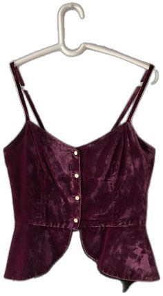 Fitted Burgundy Tops With Button Closure, Fitted Burgundy Top With Button Closure, Vintage Purple Tops With Buttons, Vintage Purple Tops With Button Closure, Top With Peplum, Womens Halter Tops, Portland Me, Halter Tops, Silk Velvet