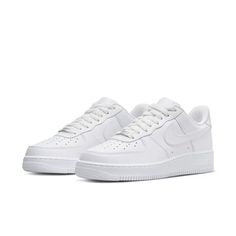 Nike Air Force 1 '07   Elevate your cross training and CrossFit game with these Nike Air Force 1 '07 Men's Shoes in Triple White. The sneaker's low top shoe shaft style and standard shoe width make it a comfortable fit for any foot size. Its rubber outsole material provides durability and support during intense workouts. These shoes are made with synthetic material and feature a foam insole for added comfort. The Nike Air Force 1 model is a classic and reliable choice for any athletic activity. Don't miss out on the chance to own a pair of these stylish and functional sneakers. Shipping We shi​​​​​​​p Monday to Friday through USPS, UPS and Fedex on a first come, first serve basis unless it is a postal holiday. A tracking number will be provided when your order ships.         Your satisfact Zapatillas Nike Air Force, Cute Nike, Sports Trainers, Nike Air Force 1 07, Jordan 13, Jordan 3, Casual Sport Shoes, School Shoes, Jordan 11