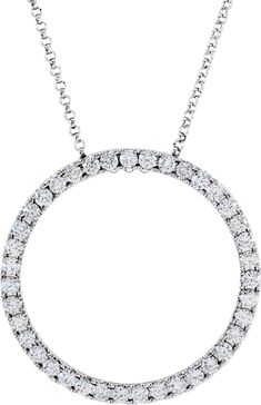 Accented Circle Necklace White Gold Diamond Necklace With Pave Setting, White Gold Oval Diamond Necklace With Pave Setting, Classic Diamond White Round Necklaces, Round Diamond Necklace With Prong Setting, Oval White Gold Necklace With Pave Setting, White Gold Oval Necklace With Pave Setting, Dazzling Round Necklace With Prong Setting, Dazzling Round Necklace For Formal Occasions, Classic Oval Necklace With Pave Setting