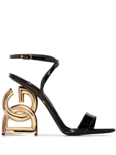 Black leather DG Pop Keira 105mm sandals from DOLCE & GABBANA featuring buckle-fastening ankle strap, single toe strap, branded leather insole and signature DG Pop high heel. | Dolce & Gabbana Pop Keira 105mm sandals Classy Lady Style, Chic High Heels, Dolce Gabbana Shoes, Lady Style, Dolce E Gabbana, Designer Sandals, Trendy Shoes, Sandals Black, Designer Heels