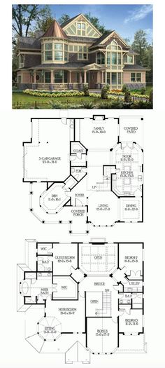 Victorian Style House Plan - 4 Beds 3.5 Baths 3965 Sq/Ft Plan #132-472 Victorian House Layout Floor Plans, Cottage Victorian House, Small Nice Houses, House Layout Victorian, Old House Layout, Victorian Home Layout, Aesthetic House Layout, Victorian Homes Layout, House Exterior Layout