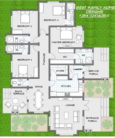 the floor plan for a house with three bedroom and two bathrooms