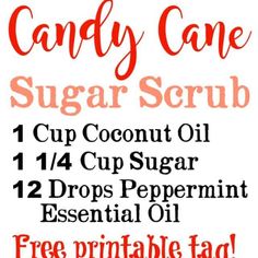 candy cane sugar scrub recipe on a white background