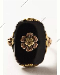 924 gold plated silver American diamonds Natural black onyx stone Victorian Black Onyx filigree silver ring - vintage ring, gemstone gothic goth steampunk elegance 925 silver ring