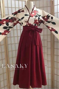 Lasaky - Enhanced Oriental Retro Hanfu Yu Meiren Red Tea Red Cotton Skirt For Winter, Casual Red Long Dress, Gilet Kimono, Red Long Skirt, Long Skirt And Top, Short Black Skirt, Ancient Costume, Kimono Floral, Island Outfit