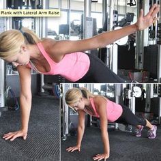 a woman doing push ups in the gym