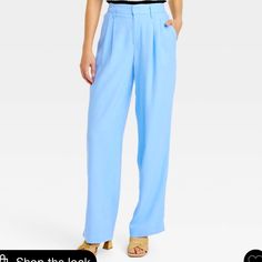 Beautiful Blue Linen Pant! So Flowy And Casual But Would Be Perfect For Work. Never Worn. Took Off Tags To Wash But Needed The ‘Long’ Size For My 6’ Frame. Smoke Free Pet Free Blue Business Casual Summer Bottoms, Light Blue Wide-leg Pants For Work, Blue High-waisted Wide Leg Pants For Day Out, Light Blue Wide Leg Pants For Summer Workwear, Blue High Rise Bottoms For Workwear, Trendy Blue Wide Leg Pants For Spring, High Rise Bottoms For Business Casual Summer, High Waist Blue Wide Leg Pants For Business Casual, Business Casual High-rise Summer Bottoms