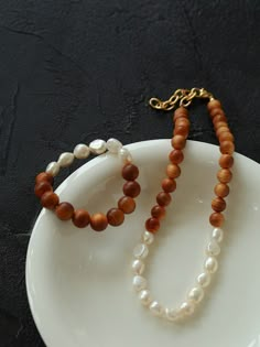 Bead Pearl Bracelet, Bead Pearl Necklace, Bracelets Pearl, Necklaces Pearl, Pearl Bracelets, Baroque Pearl Necklace, Wood Necklace, New Chinese Style, Pearl Necklaces