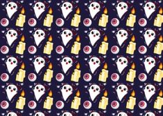 an image of a pattern with cats and candles