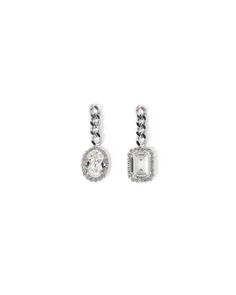 Materials: Rhodium plated brass, Swarovski crystal Length: 2"/ 5cm Made in NYC MR028-02 Luxury Jeweled Crystal Earrings, Sparkling Silver Jewelry For Evening, Classic Silver Linear Earrings For Formal Occasions, Classic Silver Linear Earrings For Formal Events, Dazzling Silver Jewelry For Evening, Sparkling Silver Bridal Earrings For Evening, Sterling Silver Jewelry With Plating For Party, Dazzling Sterling Silver Crystal Earrings For Party, Sterling Silver Dangle Crystal Earrings For Evening