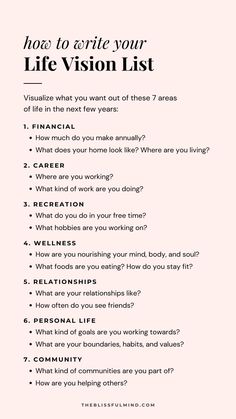 Life Vision List, Vision List, Vie Motivation, Trening Fitness, Get My Life Together, Journal Writing Prompts