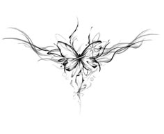 a black and white drawing of a butterfly