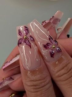 Elegant Purple Orchid Press on Nails Purple Floral Fake Nails Vibrant 3D Floral Nail Art glamorous Orchid Press Ons nail Polish DC73Y - Etsy Coffin Gel X Nail Designs, Clubbing Nails, Deep Magenta, 3d Flower Nails, Classy Acrylic Nails, Pretty Gel Nails, July 7