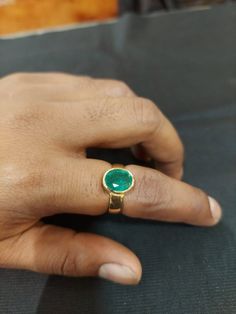 22 Karat Gold Ring For Women With Emerald - 235-GR6671 - in 6.400 Grams for USD $1195.82. 
Made in India by Totaram Jewelers Online this product is in Gold - 22 Karat BIS Hallmark 916 KDM Gold  & is an excellent gift for Adult - Women. Ships fully insured with secured guaranteed delivery for free with your order over $250 from New Jersey USA & comes with 30 days exchange policy. 22k Gold Ring, Gold Ring For Women, Gifts For Adults, Ring For Women, 22k Gold, New Jersey, Gold Ring, Gold Rings, Emerald