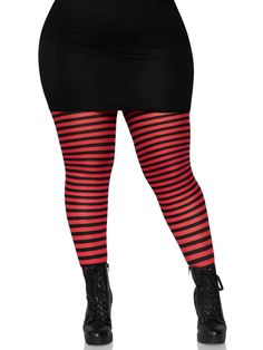 For when you're feeling bold and fun, you'll love the Jada Plus Size Striped Women's Tights by Leg Avenue. These amazing tights for women combine the classic striped tights look with the premium quality construction of Leg Avenue. Find plus size lingerie, plus size hosiery, and more at low prices at Leg Avenue. Fun Tights, Women's Tights, Plus Size Tights, Striped Stockings, Stockings Outfit, Retro Pants, Fancy Dress Outfits, Unique Socks, Striped Tights