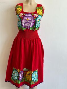 100% Authentic Mexican Dress  This Dress is gorgeous. Once size fit up to Large Color: Red This dress can feet up to XLarge This dress has elastic an the waist  Ebroidery Mexican Dress.Boho Chic Dress Folk Fabric Flowers Mexican Tunic Traditional Embroidery This Dress is perfect for those beach day or any occasion This Dress is meant to provide extreme comfort throughout the day The perfect gift for her Mexican Embroidery Dress, White Mexican, Mexican Embroidery, Mexican Dress, Traditional Embroidery, Boho Chic Dress, Mexican Dresses, Authentic Mexican, Dress Boho