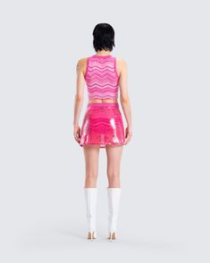 Leave them speechless when you walk in wearing this fit 🍬 Featuring a pink zig zag knit top, matching booty shorts, and a pink sequin mini skirt - this full three-piece set is the pop of pink you have been waiting for 💅 Pink Sequined Mini Bottoms, Pink Sequined Mini-length Bottoms, Pink Sequin Mini Skirt For Summer, Summer Pink Sequined Mini Skirt, Summer Pink Mini Skirt With Sequins, Pink Fitted Top With Short Length, Pink Fitted Short Length Tops, Pink Fitted Short-length Tops, Fitted Short Length Pink Tops