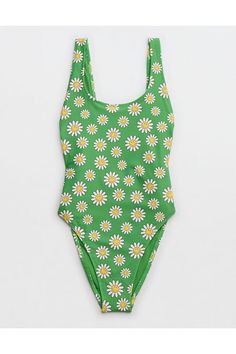 Real Good: made from 80% recycled nylon, saving leftover fiber scraps & turning them into a new suit for you/UPF 50 sun protection/You'll love these Smiley® graphics! Green Summer Bodysuit For Vacation, Spring Nylon One Piece Beachwear, Printed Green Bodysuit For Vacation, Spring Beachwear Nylon One Piece, Graphic Print Swimwear For Summer, Green Floral Print Bodysuit For Beach, Green Summer Bodysuit For Sunbathing, Graphic Print Swimwear For Summer Sunbathing, Summer Swimwear With Graphic Print For Sunbathing