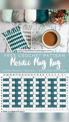 the free crochet pattern for mosaic mug rug