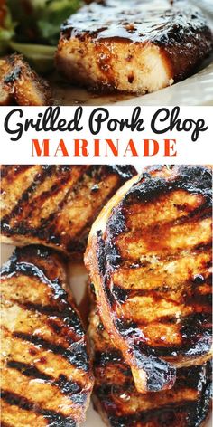 grilled pork chop marinade on a white plate