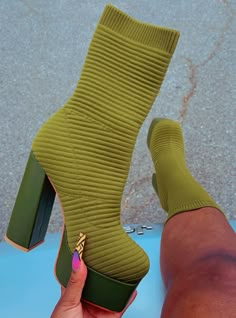 Single Stack Cherry On Top Olive Black High Heels Platform, Plus Size Shoes For Women, Chartreuse Shoes, Chunky Shoes Aesthetic, Purple Green Outfit, Esty Shop.com, Cute Bratz, Baddie Shoes, Olive Boots